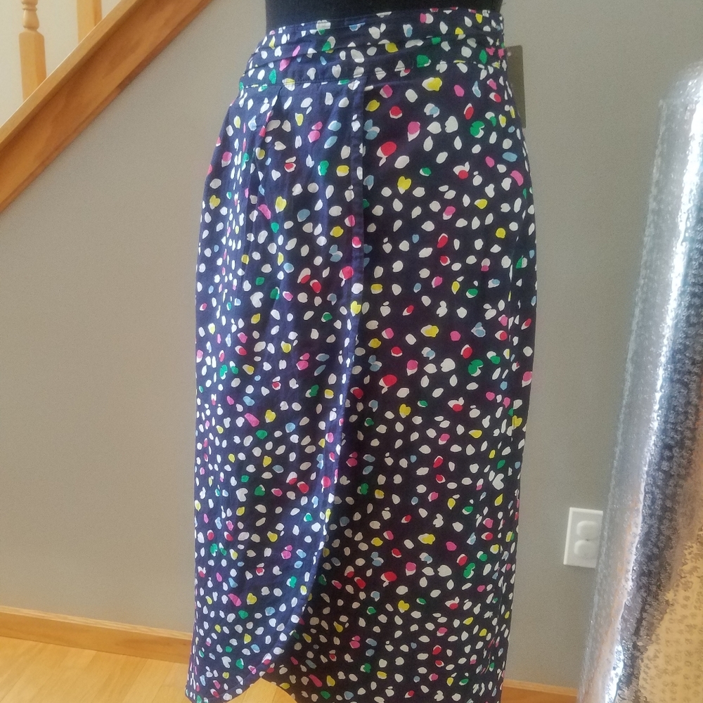 J. Crew Navy Confetti Wrap Midi Pencil Skirt
